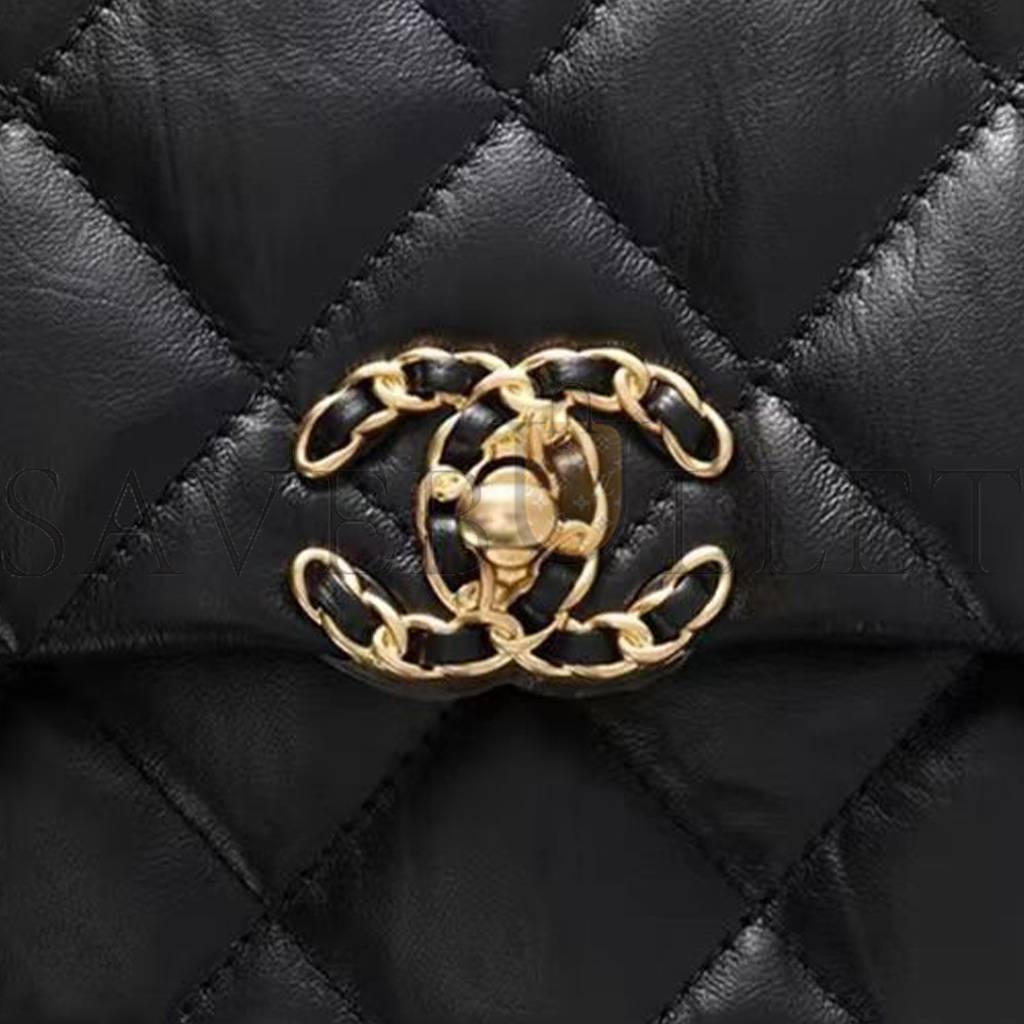 Ch*el master 23k wide shoulder strap chain cowhide hobo bag black as4423 (20*15*5cm)